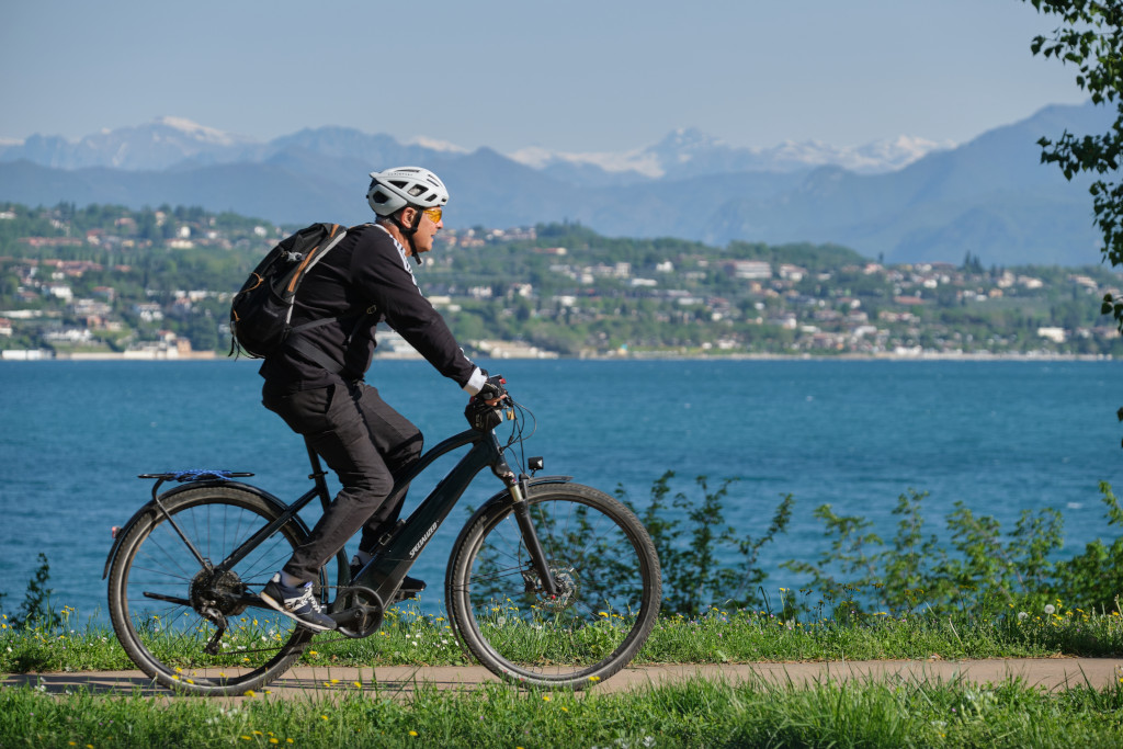 e-bike near the water in Italy