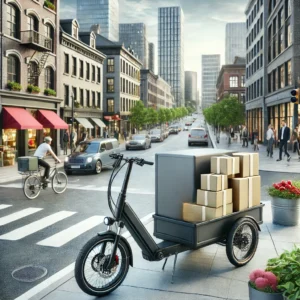electric bike in the city - illustration